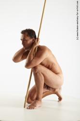 Nude Man White Kneeling poses - ALL Slim Short Brown Kneeling poses - on one knee Realistic